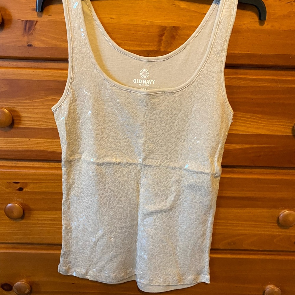 NWOT OLD NAVY SEQUIN TANK, cream color, size large